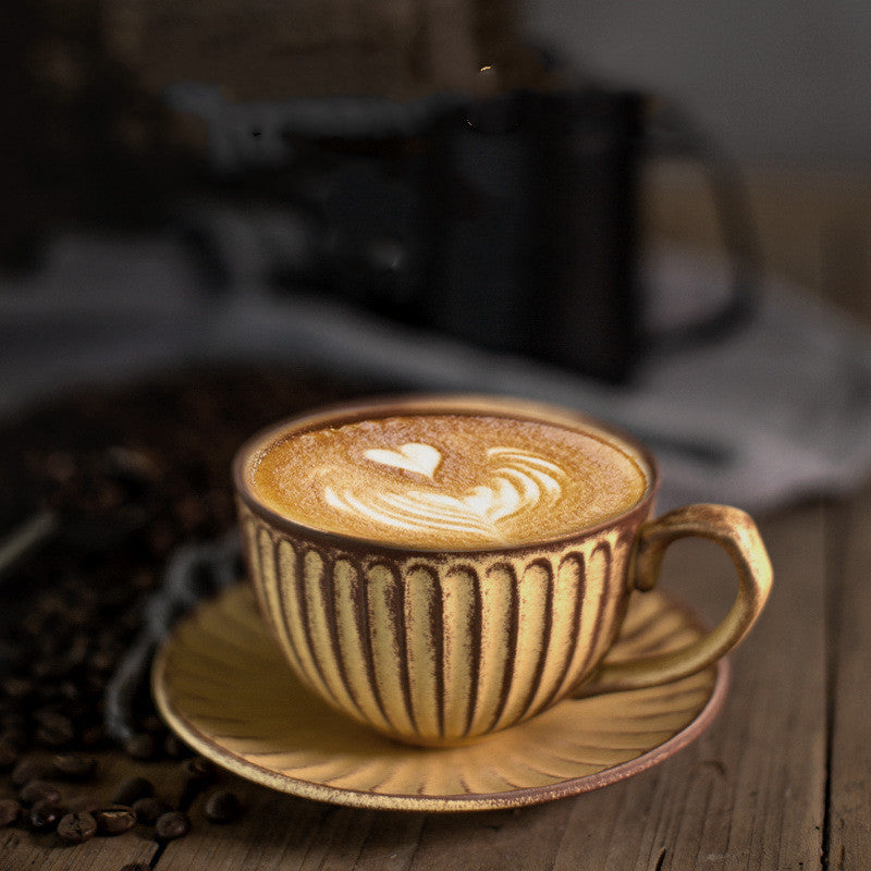 Retro Coffee Cup And Saucer Set Handmade Japanese Style Garland Cup