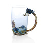 Butterfly Rose Enamel Heat-resistant Glass Coffee Cup with Spoon Set