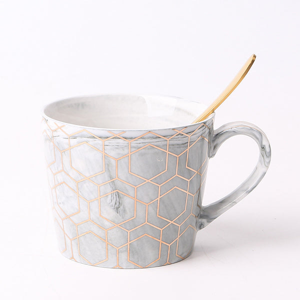 Geometric Gold Painted Ceramic Mug