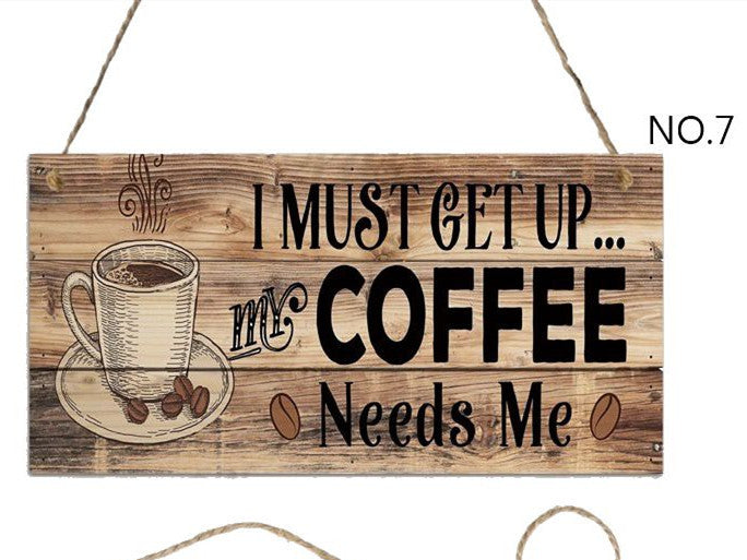 Coffee Art Wooden Hanging Sign