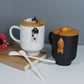 Corgi Dog Mug with Wooden Lid and Porcelain Spoon