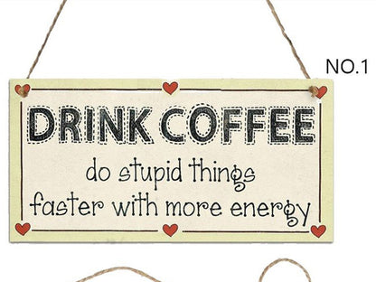 Coffee Art Wooden Hanging Sign