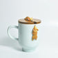 Corgi Dog Mug with Wooden Lid and Porcelain Spoon