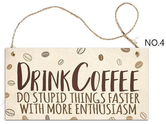 Coffee Art Wooden Hanging Sign