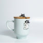 Corgi Dog Mug with Wooden Lid and Porcelain Spoon