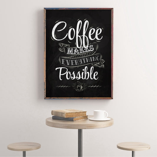 Coffee Makes Everything Possible Canvas Wall Art Print Coffee Sign