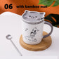 Cartoon Cat Ceramic Coffee Mug With Lid & Spoon