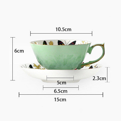 Elegant Butterfly Porcelain Coffee Cup with Saucer Hight Quality Bone China