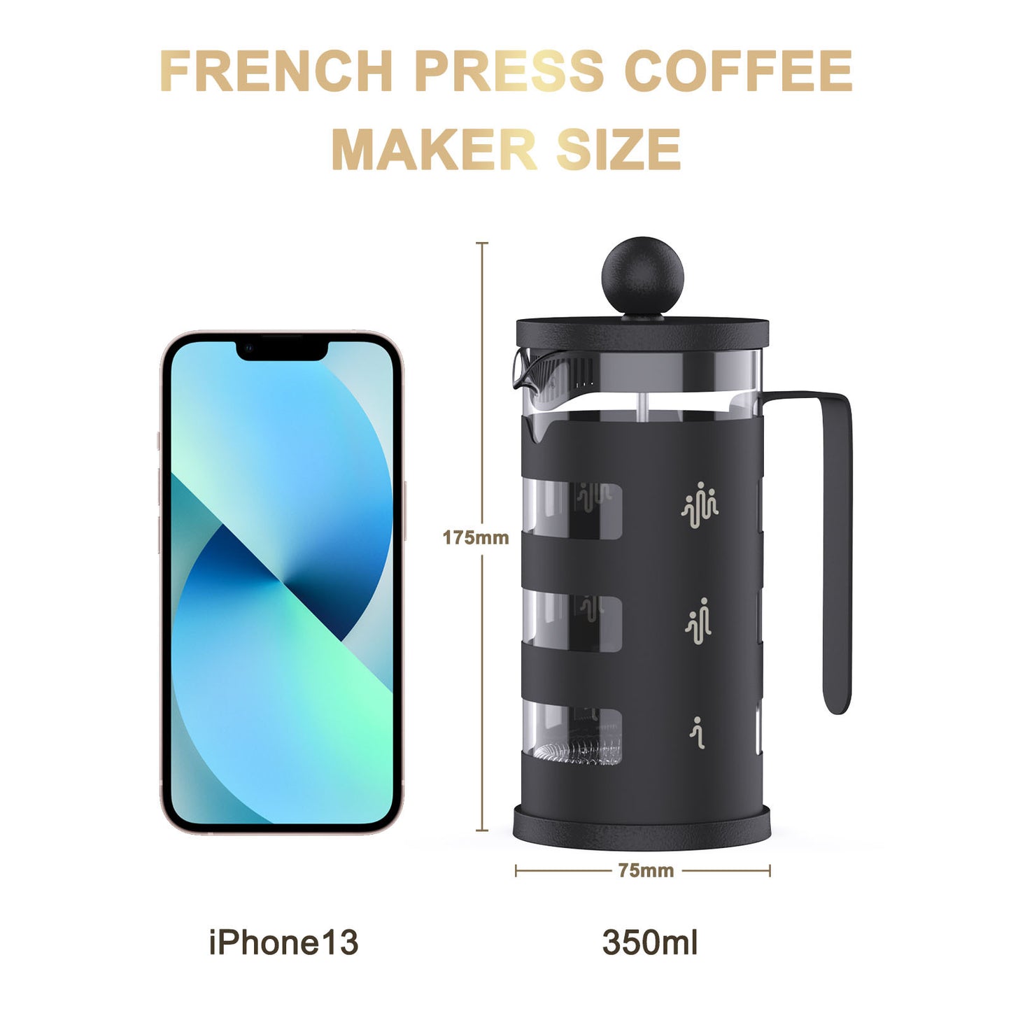 RAINBEAN  French Press Coffee Maker Heat Resistant Borosilicate Glass